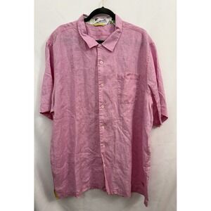 Tommy Bahama Pink 100% Linen Short Sleeve Button Down Shirt Mens Size 2XLT